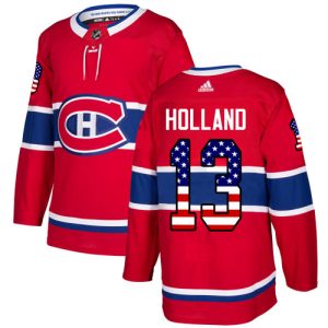 Herren Montreal Canadiens Eishockey Trikot Peter Holland #13 Authentic Rot USA Flag Fashion